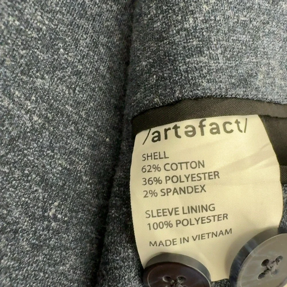 Artefact Blazer Mens 40R Blue Cotton Blend Knit Two Button Casual Sport Coat